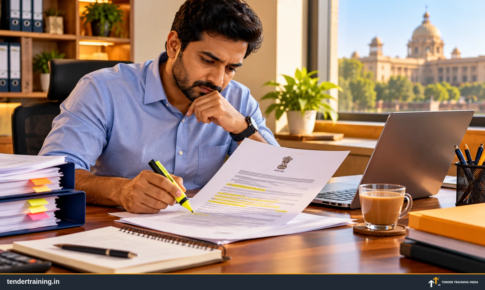 A bidder highlighting key details in a Notice Inviting Tender (NIT)